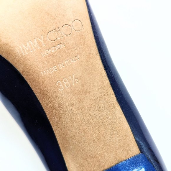 Jimmy Choo - Abel 100 - Glitter Patent Leather Heels - Ocean Blue - Size 38.5 - Picture 5 of 6